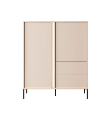 Elegant Beige Highboard Cabinet - Spacious & Modern Storage (H 