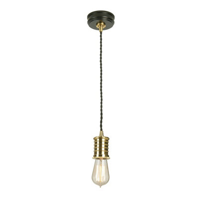Elegant Black and Brass 1 Bulb Ceiling Pendant Light for Modern Interiors