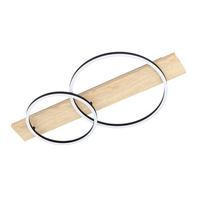 Elegant Black and Brown LED Wall Flush Ceiling Light with White Shade