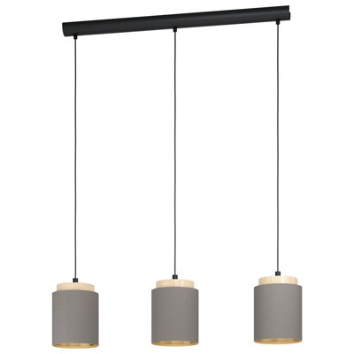 Elegant Black and Brown Pendant Ceiling Light with Cappuccino Fabric Shade