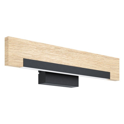 Elegant Black and Brown Wall Light with White Plastic Shade and LED Bulb