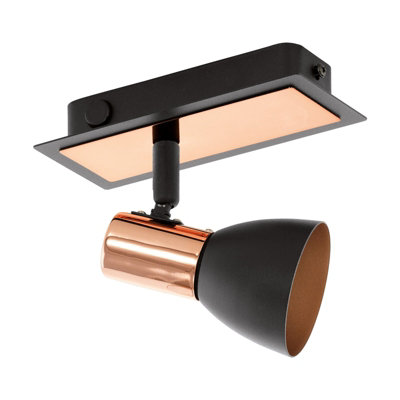 Elegant Black and Copper Wall Spot Light with GU10 Bulb - Adjustable Height