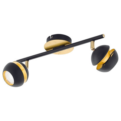 Elegant Black and Gold Flush Ceiling Light with GU10 Bulbs
