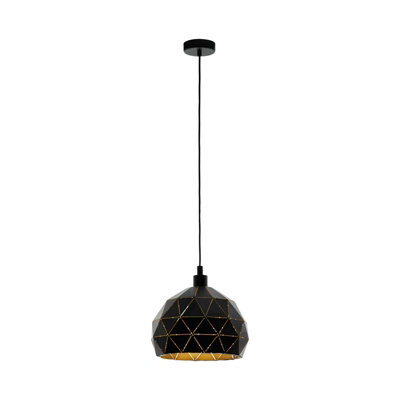 Elegant Black and Gold Pendant Ceiling Light with E27 Bulb Holder
