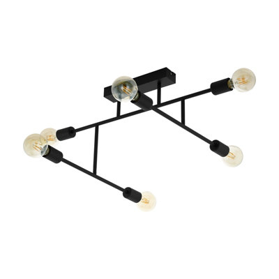 Elegant Black Chrome Pendant Ceiling Light with Criss Cross Design for E27 Bulbs