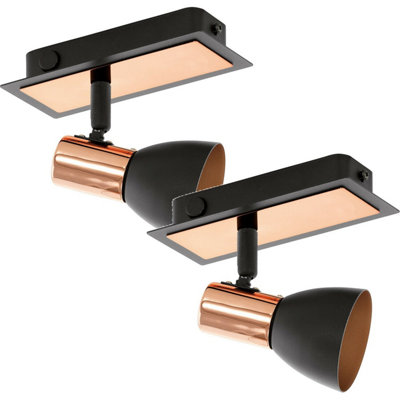 Elegant Black Copper Wall Spot Light - 2 Pack with GU10 Bulbs
