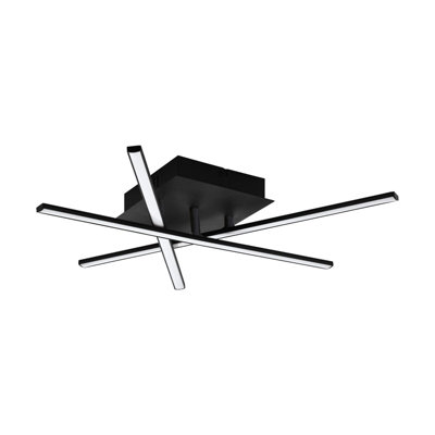 Elegant Black Flush Ceiling Light with White Shade and LED Bulb - 13.2W Included
