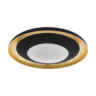 Elegant Black Gold LED Wall Flush Ceiling Light with Granille Design