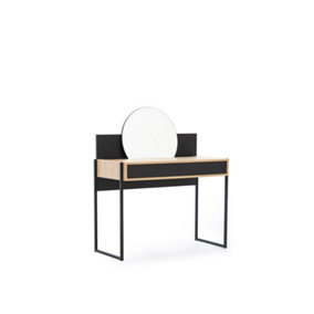 Elegant Black Loft Dressing Table with Mirror H1180mm W1040mm D480mm and Push-To-Open Drawer