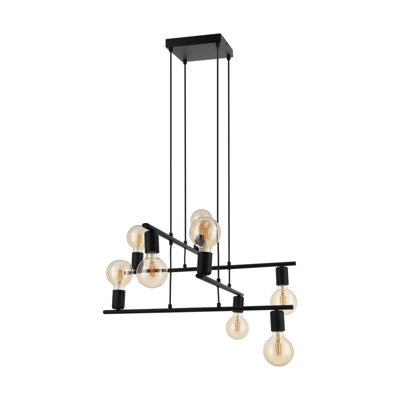 Elegant Black Pendant Ceiling Light with 8 E27 Bulb Holders