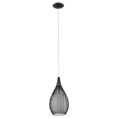 Elegant Black Pendant Ceiling Light with Satin Glass Shade