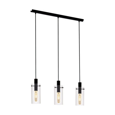 Elegant Black Pendant Light with Clear Glass Shade