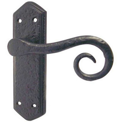 Elegant Black Suite Door Handle with Latchplate Interior Lever on Backplate