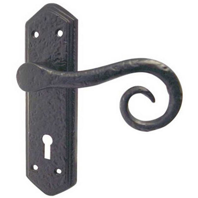 Elegant Black Suite Door Handle with Lockplate Interior Lever on Backplate