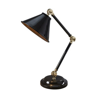 Elegant Black Table Lamp with Polished Brass Finish and LED Bulb E27 60W