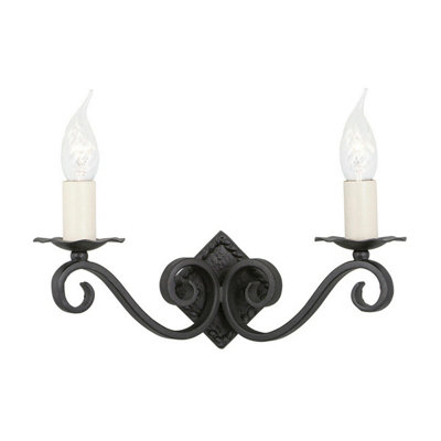 Elegant Black Twin Wall Light - Handmade Iron Double LED E14 60W Sconce