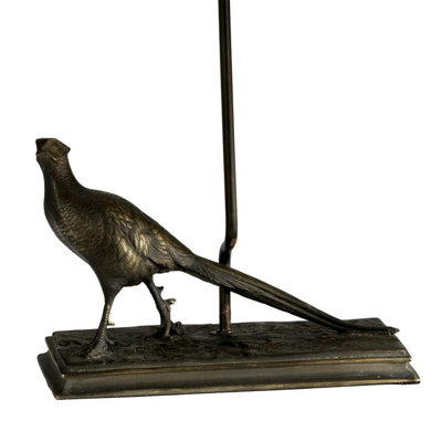 Elegant Bronze Patina Pheasant Table Lamp with LED Bulb