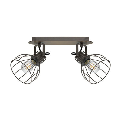 Elegant Brown and Silver Flush Ceiling Light with E27 Bulbs