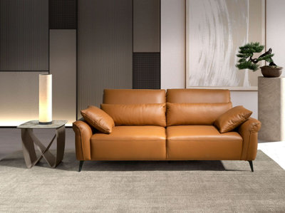 Elegant Brown Leather 2 Seater Sofa for Modern Living Spaces