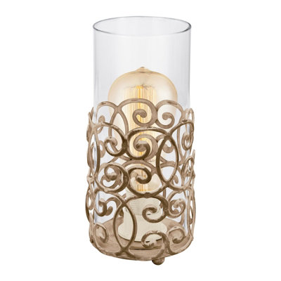 Elegant Brown Patina Table Lamp with Glass Shade for Stylish Desk Lighting