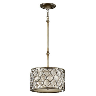 Elegant Burnished Silver 1 Bulb Ceiling Pendant Light with LED E27 Socket