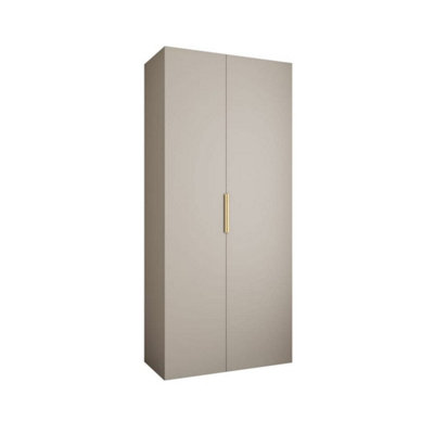 Elegant Cashmere Como IV Hinged Door Wardrobe H2460mm W1100mm D500mm, Two Doors, Eight Shelves, Hanging Rail, Gold Handles