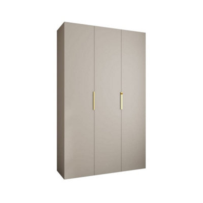 Elegant Cashmere Como IV Hinged Door Wardrobe H2460mm W1500mm D500mm, Three Doors, Eleven Shelves, Two Hanging Rails, Gold Handles