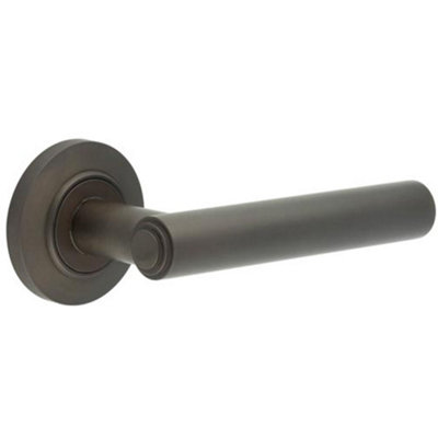 Elegant Chamfered Rose Dark Bronze Door Handle for Luxurious Interiors - Solid Brass Interior Handle