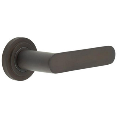 Elegant Chamfered Rose Door Handle in Dark Bronze Finish - Solid Brass Interior Lever Handle