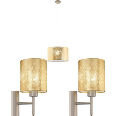 Elegant Champagne and Gold Ceiling Pendant Light with Matching Wall Sconces
