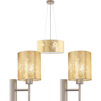 Elegant Champagne and Gold Ceiling Pendant Light with Matching Wall Sconces