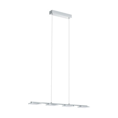 Elegant Chrome Pendant Ceiling Light with Clear Satin Shade and LED Bulbs