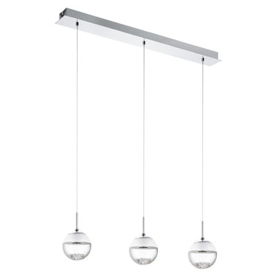 Elegant Chrome Pendant Ceiling Light with Crystal Shade and LED Bulbs
