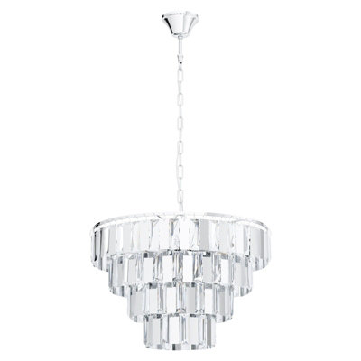 Elegant Chrome Pendant Ceiling Light with Crystal Shade - E14 Bulb Compatible