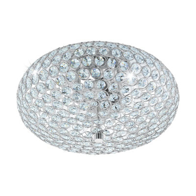 Elegant Chrome Plated Flush Ceiling Light with Clear Crystal Shade