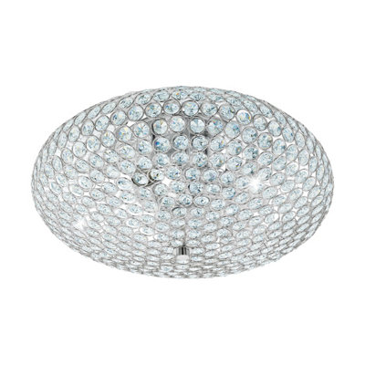 Elegant Chrome Plated Flush Ceiling Light with Clear Crystal Shade