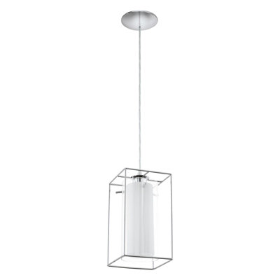 Elegant Chrome Plated Pendant Ceiling Light with Clear Satin Glass Shade
