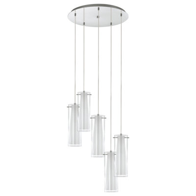 Elegant Chrome-Plated Pendant Ceiling Light with Opal Matte Glass Shade