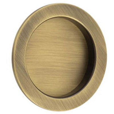 Elegant Circular Flush Pull in Antique Brass Finish for Doors - Door Handle