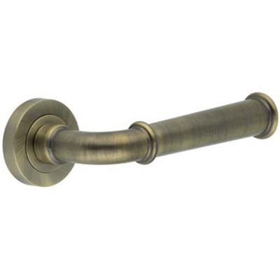 Elegant Classic Antique Brass Lever Door Handle on Rose - Interior Handle