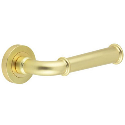 Elegant Classic Satin Brass Lever Door Handle for Stylish Interiors - Interior Handle