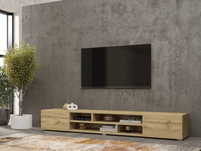 Elegant Coby 40 TV Cabinet 2090mm in Oak Wotan - Modern Entertainment Solution H330mm D450mm