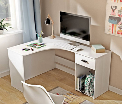 Elegant Corner Desk 1550mm in White - Minimalist Home Office Solution H750mm D1250mm
