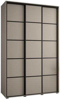 Elegant Dakota IV Sliding Door Wardrobe W1500mm H2350mm D600mm in Cashmere & Black Finish