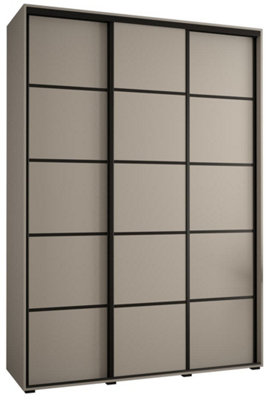 Elegant Dakota IV Sliding Door Wardrobe W1700mm H2350mm D600mm in Cashmere & Black Finish