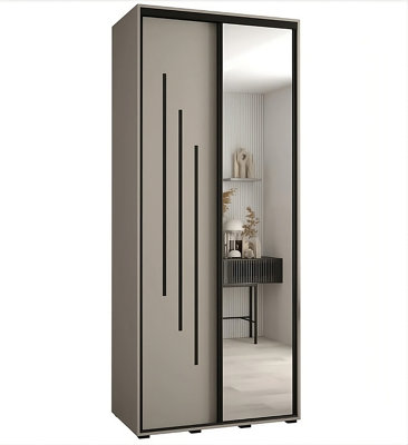 Elegant Dakota IX Sliding Door Wardrobe 1100mm - Space-Saving Storage with Mirrored Door, Hanging Rails and Shelves H2350mm D600mm