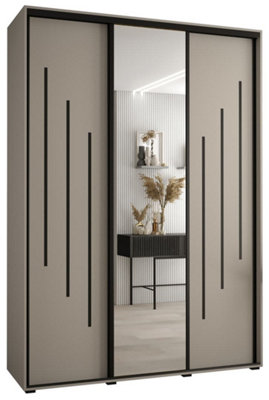 Elegant Dakota IX Sliding Door Wardrobe 1800mm - Stylish Storage with Mirrored Door, Hanging Rails, and Shelves H2350mm D600mm