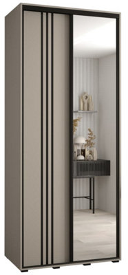 Elegant Dakota VII Sliding Door Wardrobe 1000mm - Compact Storage with Mirrored Door, Hanging Rails, and Shelves H2350mm D600mm