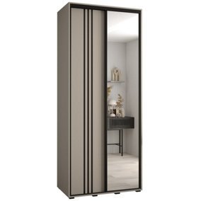 Elegant Dakota VII Sliding Door Wardrobe 1000mm - Compact Storage with Mirrored Door, Hanging Rails, and Shelves H2350mm D600mm