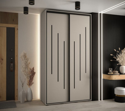 Elegant Dakota VIII Sliding Door Wardrobe 1400mm Compact Storage with Hanging Rails and Shelves H2350mm D600mm